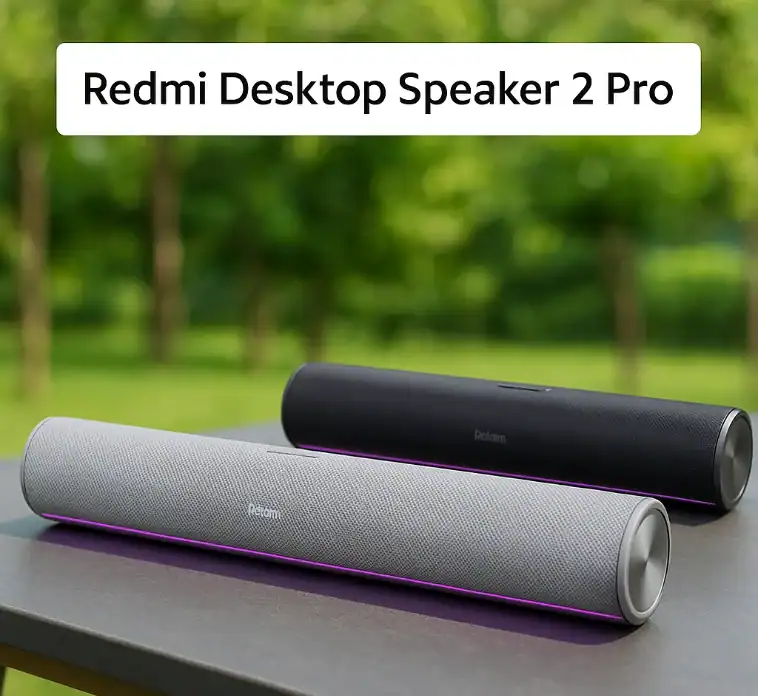 Wireless Bluetooth speakers, Redmi Desktop Speaker 2 Pro, in sleek black and grey design, ideal for portable sound quality, perfect for enhanced audio experience, outdoor and indoor use.